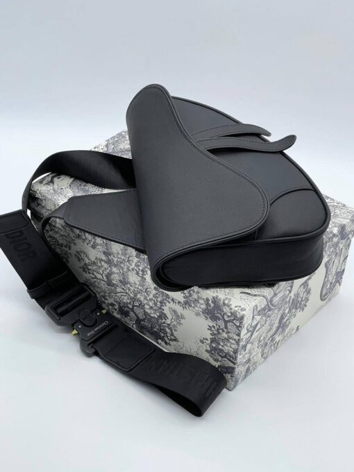 Кожаная сумка Christian Dior Saddle Unisex BA12553-4 черная 27/20/5 см - фото 2