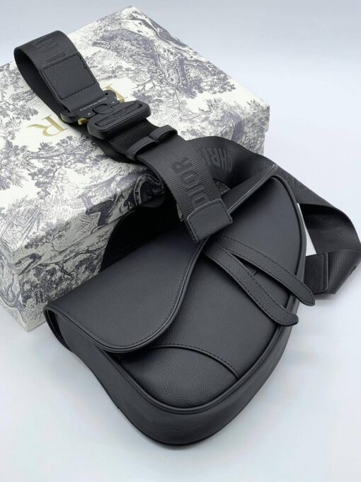Кожаная сумка Christian Dior Saddle Unisex BA12553-4 черная 27/20/5 см - фото 1