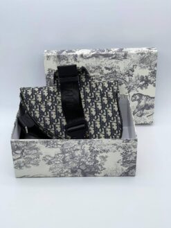 Жаккардовая сумка Christian Dior Saddle Unisex BA12553-0 черная 27/20/5 см