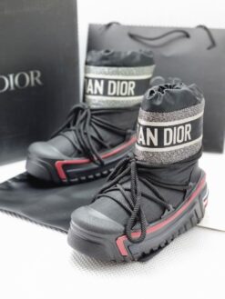 Ботинки женские зимние Christian Dior Alps дутики луноходы чёрные