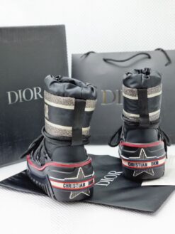 Ботинки женские зимние Christian Dior Alps дутики луноходы чёрные