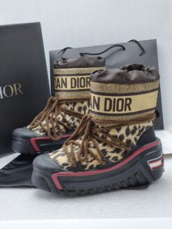 Ботинки женские зимние Christian Dior Alps дутики луноходы коричневые