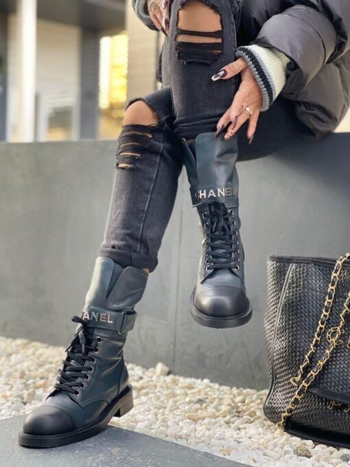 Ботинки женские Chanel H98268 чёрные - фото 4