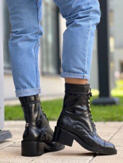 Ботинки женские Chanel H98421 чёрные