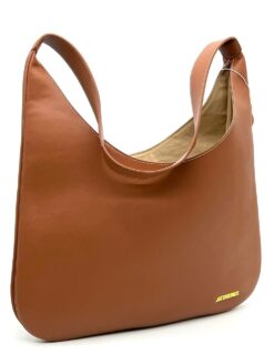 Женская кожаная сумка Jacquemus хобо коричневая 40:26 см