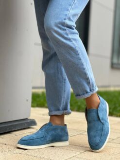Ботинки женские зимние Лоро Пиано 99020 голубые