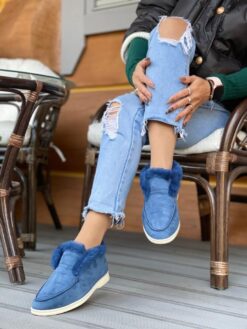Ботинки женские зимние Лоро Пиано 99289 Blue Premium