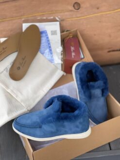 Ботинки женские зимние Лоро Пиано 99289 Blue Premium