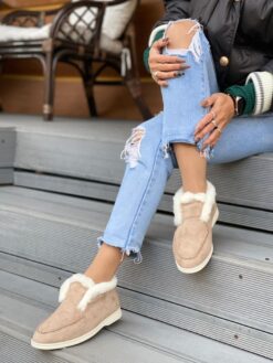 Ботинки женские зимние Лоро Пиано 99278 Sand