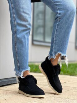 Ботинки женские зимние Лоро Пиано 98603 Black