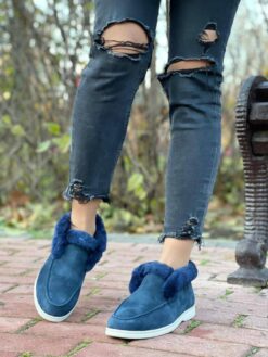 Ботинки женские зимние Лоро Пиано 98515 Blue