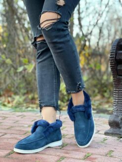 Ботинки женские зимние Лоро Пиано 98515 Blue