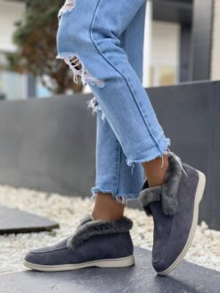 Ботинки женские зимние Лоро Пиано 98505 Grey