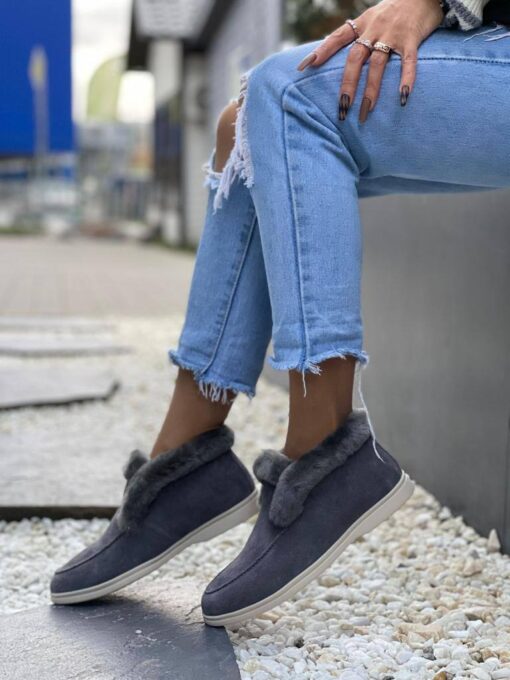 Ботинки женские зимние Лоро Пиано 98505 Grey - фото 3