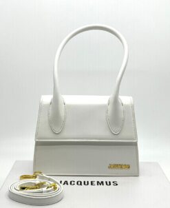 Женская кожаная сумка Jacquemus Le Chiquito 24/16 см белая