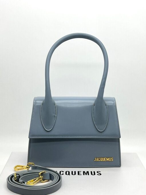 Женская кожаная сумка Jacquemus Le Chiquito 24/16 см голубая - фото 1