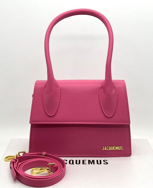 Женская кожаная сумка Jacquemus Le Chiquito 24/16 см розовая - фото 1