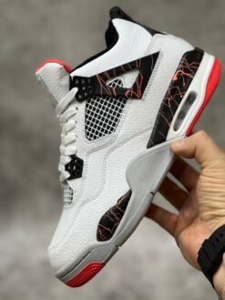 Кроссовки Nike Air Jordan 4 Retro White Red зимние на флисе
