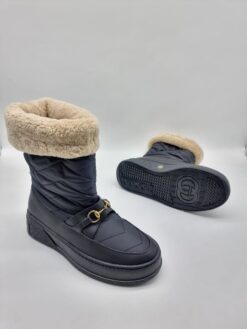 Ботинки дутики женские Gucci A101327 зимние чёрные