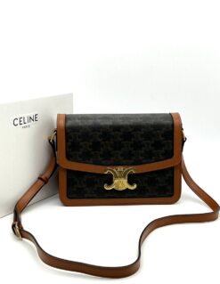 Женская кожаная сумка Celine A100197 коричневая 23:16:4 см