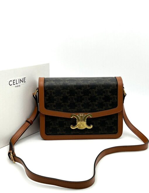Женская кожаная сумка Celine A100197 коричневая 23:16:4 см - фото 1