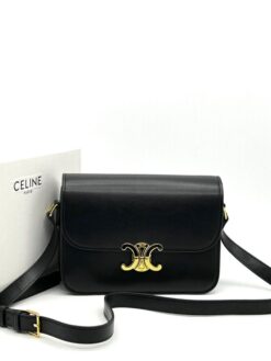 Женская кожаная сумка Celine A100205 Triomphe чёрная 23:16:4 см - фото 11