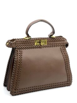Женская кожаная сумка Fendi A101349 коричневая 33:25:13 см