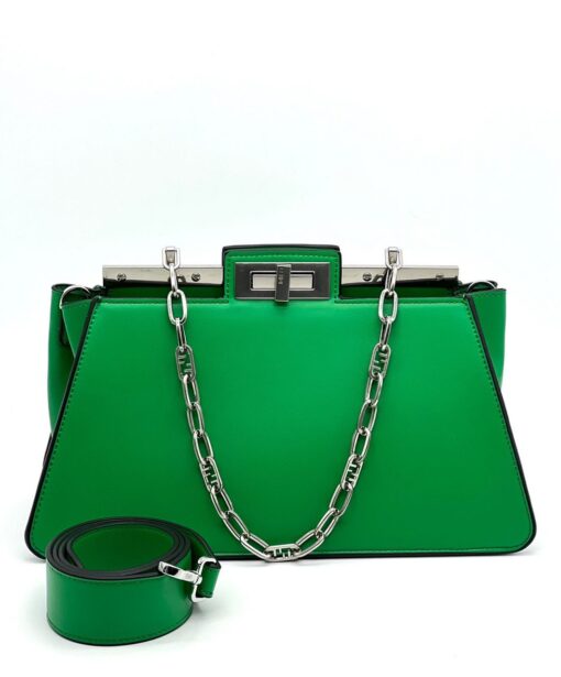 Женская кожаная сумка Fendi A101370 зелёная 33:17:13 см - фото 6