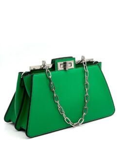 Женская кожаная сумка Fendi A101370 зелёная 33:17:13 см - фото 3