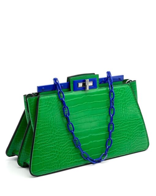 Женская кожаная сумка Fendi A101390 зелёная 33:17:13 см - фото 1