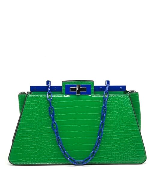 Женская кожаная сумка Fendi A101390 зелёная 33:17:13 см - фото 2