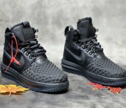 Кроссовки Nike Air Force 1 Lunar Duckboot Black зимние с мехом