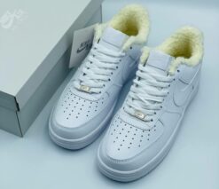 Кроссовки Nike Air Force 1 Low A100618 All White зимние с мехом