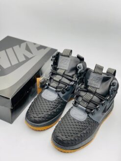 Кроссовки Nike Air Force 1 Lunar Duckboot Black Grey зимние с мехом