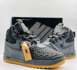 Кроссовки Nike Air Force 1 Lunar Duckboot Black Grey зимние с мехом