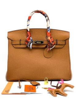 Женская сумка Hermes 35x23 коричневая - фото 9