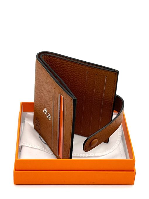 Кожаный бумажник Hermes 10/12 см A103049 коричневый - фото 4