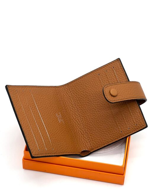 Кожаный бумажник Hermes 10/12 см A103049 коричневый - фото 3