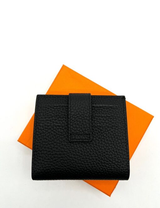 Кожаный бумажник Hermes 10/12 см A103055 чёрный - фото 3