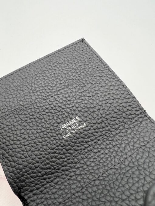 Кожаный бумажник Hermes 10/12 см A103055 чёрный - фото 6