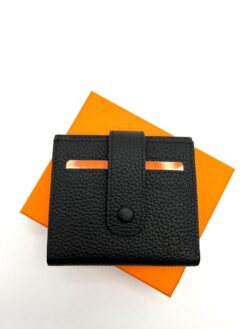 Кожаный бумажник Hermes 10/12 см A103055 чёрный