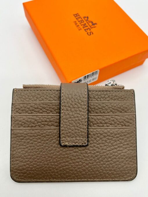 Кожаный бумажник Hermes 10/12 см A103062 серый - фото 3