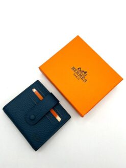 Кожаный бумажник Hermes 10/12 см A103068 синий - фото 10