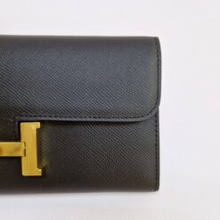 Кожаный кошелек Hermes 21/12 см A103097 чёрный