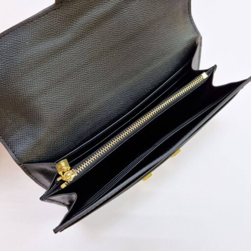 Кожаный кошелек Hermes 21/12 см A103097 чёрный - фото 5
