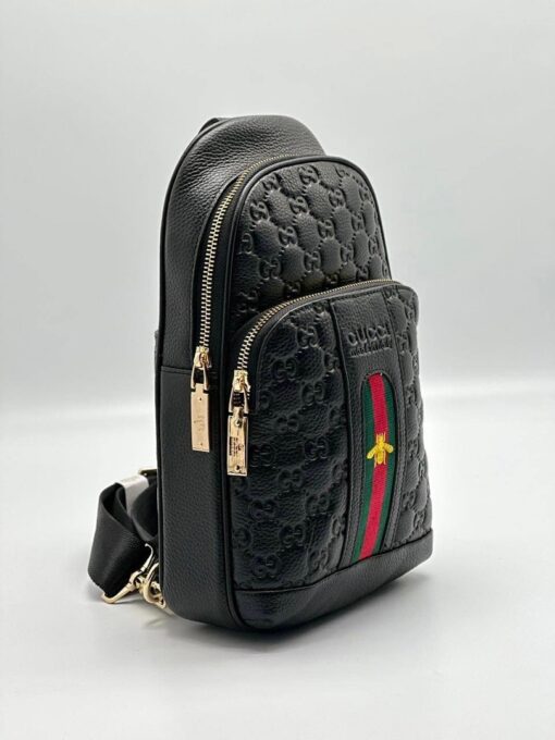 Мужская сумка Gucci A104244 кожаная чёрная 30:18 см - фото 1