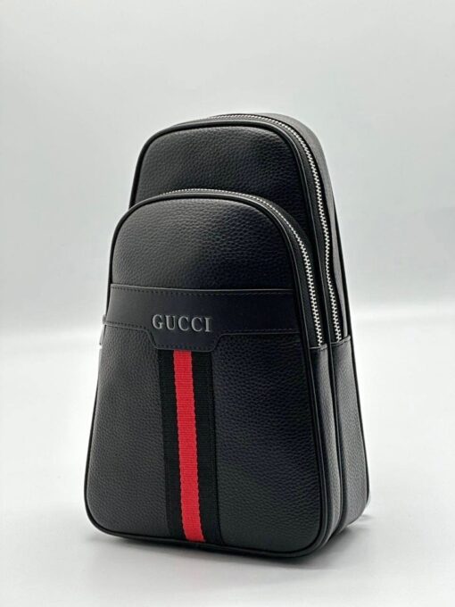 Мужская сумка Gucci A104228 кожаная чёрная 28:17 см - фото 2