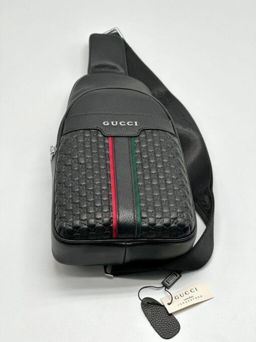 Мужская сумка Gucci A104233 кожаная чёрная 30:16 см - фото 3