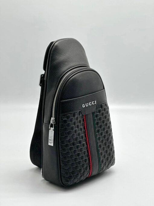 Мужская сумка Gucci A104233 кожаная чёрная 30:16 см - фото 1