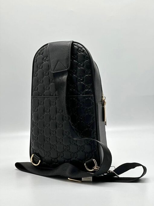 Мужская сумка Gucci A104244 кожаная чёрная 30:18 см - фото 4